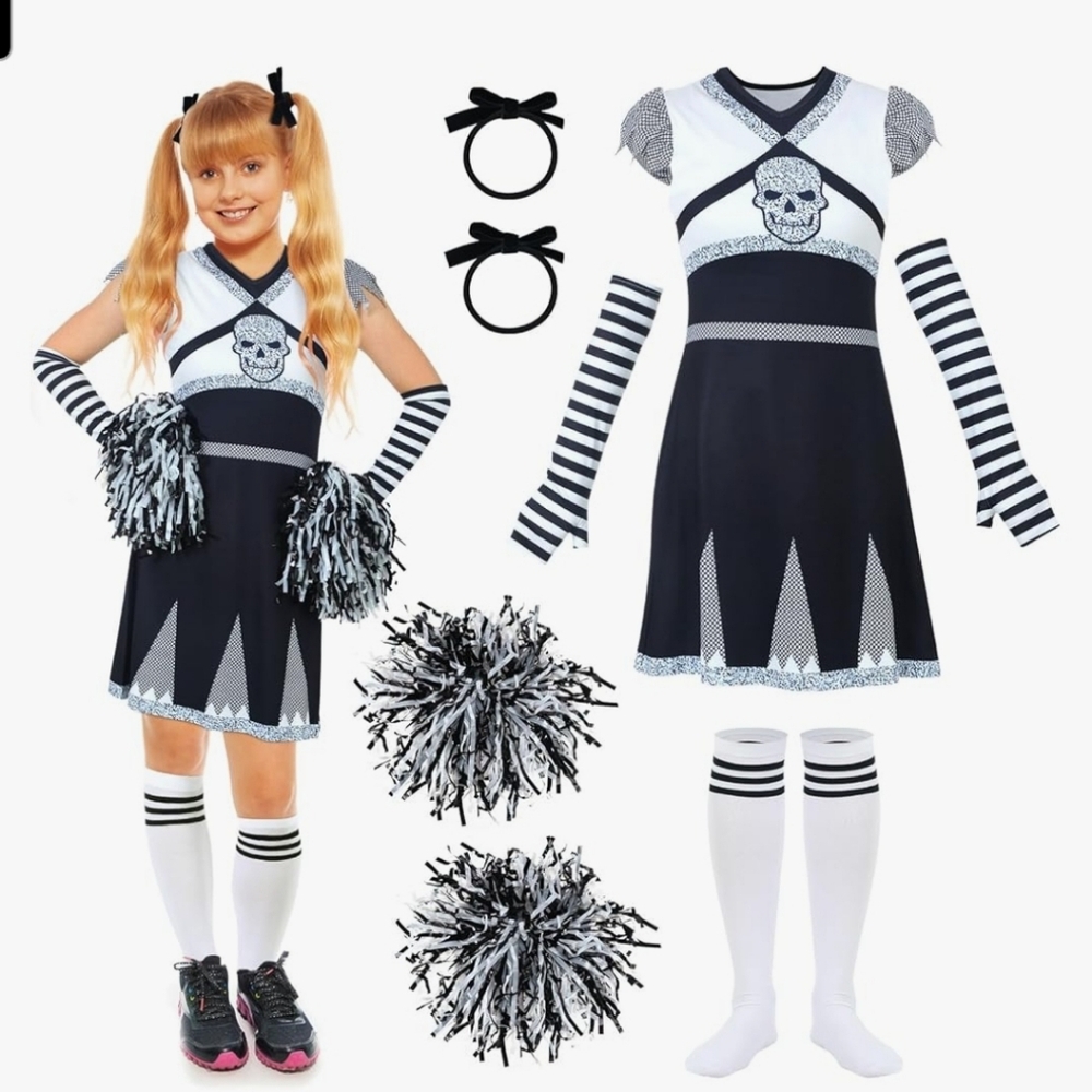 9 Pcs Ra Ra Rebel Cheerleader Costume for Girls